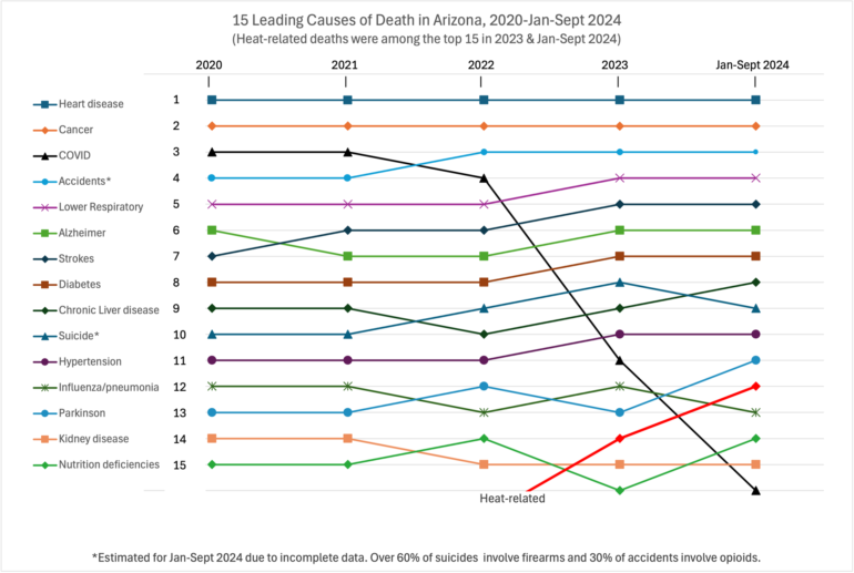 Leading Causes of Death in AZ in 2024 - Heat Deaths up 350% in Last 5 ...